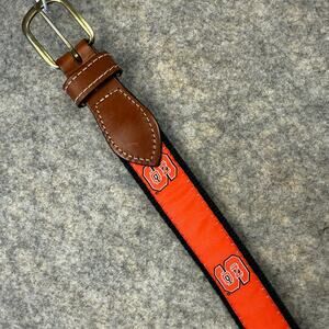 NC State Wolfpack Boy’s Web & Leather Belt Red Black Brown Size 26 372